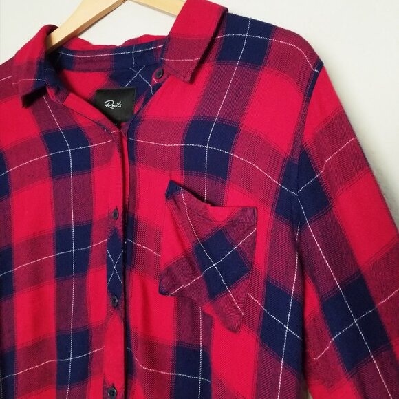 Rails Hunter Plaid Button Down Flannel Shirt M Ruby Navy Check Soft Cozy $178 - Picture 15 of 15